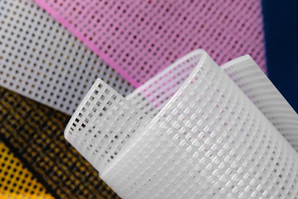 Macro detail of mesh and non-woven fabric samples