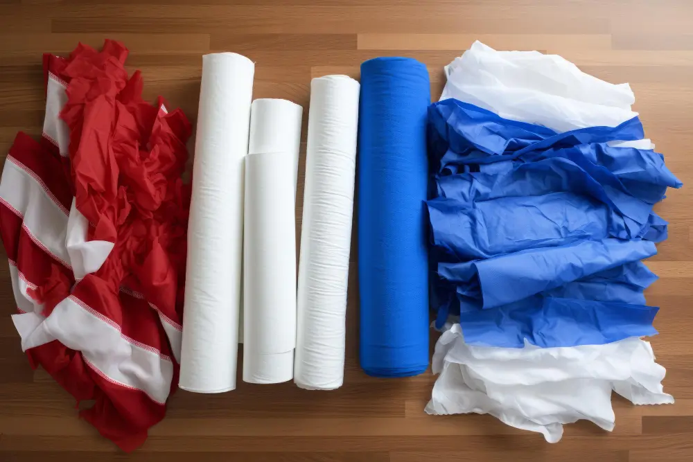 Rolls of spun-bonded non-woven polypropylene fabric